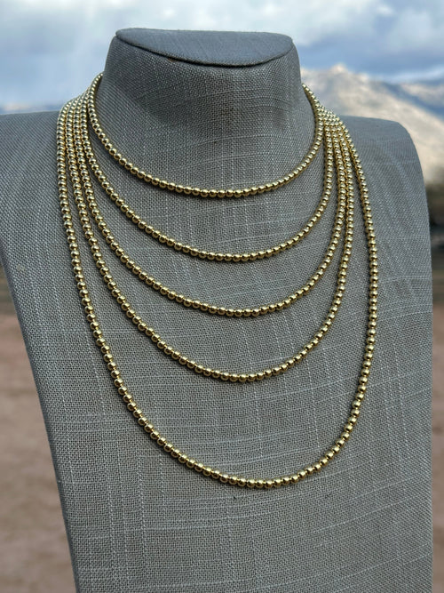 Navajo 14kt Gold Overlay & Sterling Silver Beaded 4mm Necklace