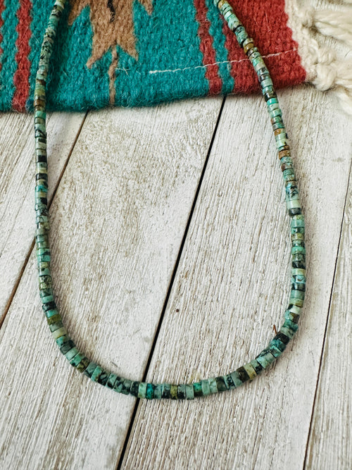 Navajo Turquoise & Sterling Silver 18” Beaded Necklace