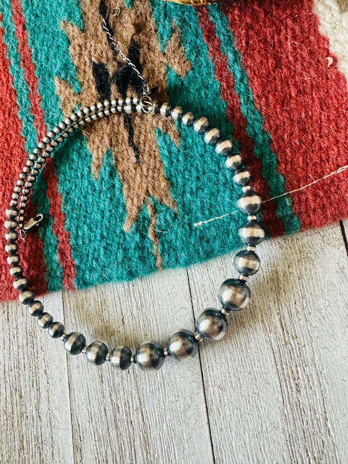 Navajo Sterling Silver Beaded Wrap Choker Necklace