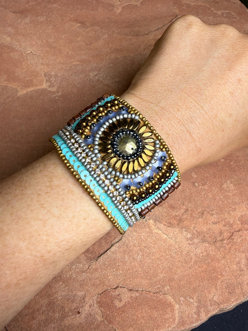 “The Golden Collection” Handmade Beaded Cuff Bracelet