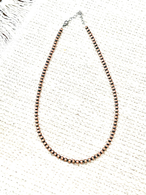 Handmade Copper 16” 4mm Beaded Necklace