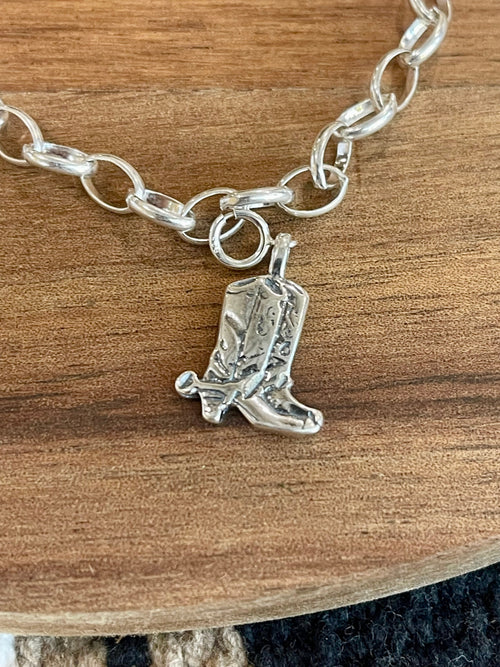 Native Handmade Sterling Silver COWBOY BOOT Charm
