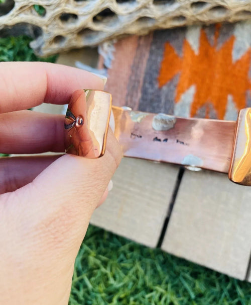 Navajo Orange Spiny, Copper and Sterling Silver Cuff Bracelet