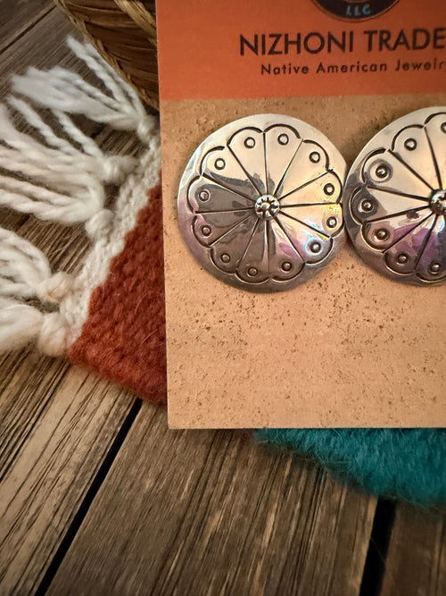Old Pawn Handcrafted Sterling Silver Concho Post Earrings