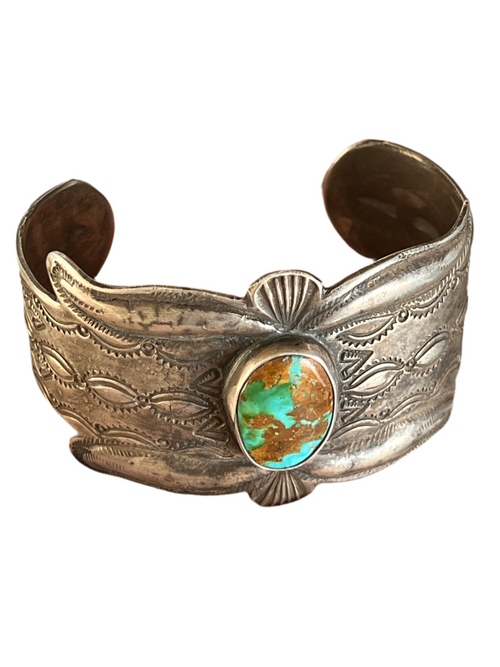 Hand Forged Old Pawn Sterling Silver Ingot Cuff Bracelet by Santa Fe Artist, Buffalo: The Royston