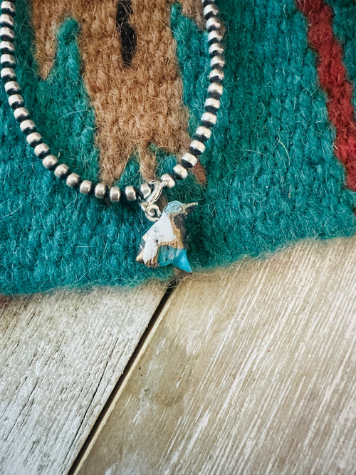 Navajo Hand Carved Blue Mojave Bird Charm