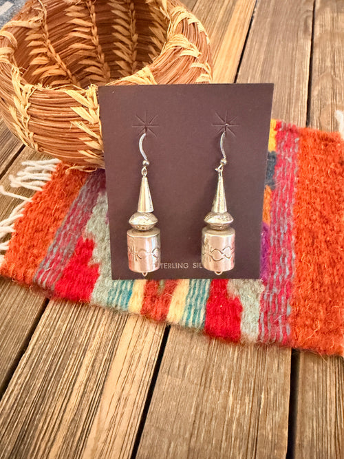 Handcrafted Sterling Silver Pearl Beaded Dangle Earrings