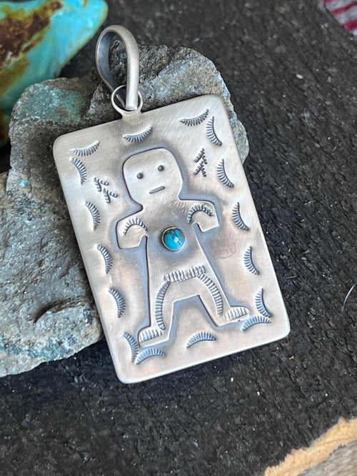 Hand Stamped Sterling Silver Fred Harvey Era Inspired Kachina Tag Pendant by Kimari Somers