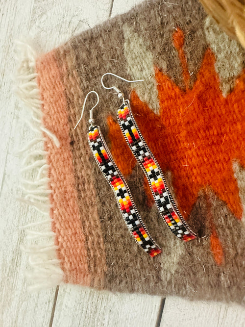 Navajo Handmade Multicolor Beaded Dangle Earrings