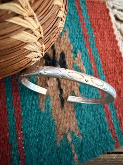 Handcrafted Old Pawn Sterling Silver Cuff Bracelet