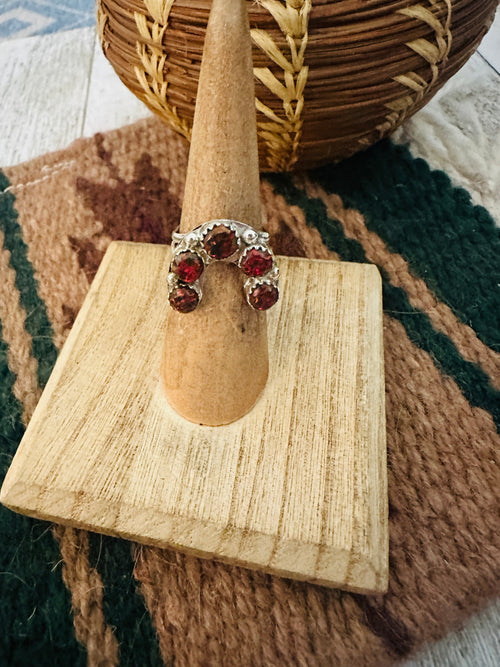 Navajo Red Opal & Sterling Silver Naja Ring Size 6