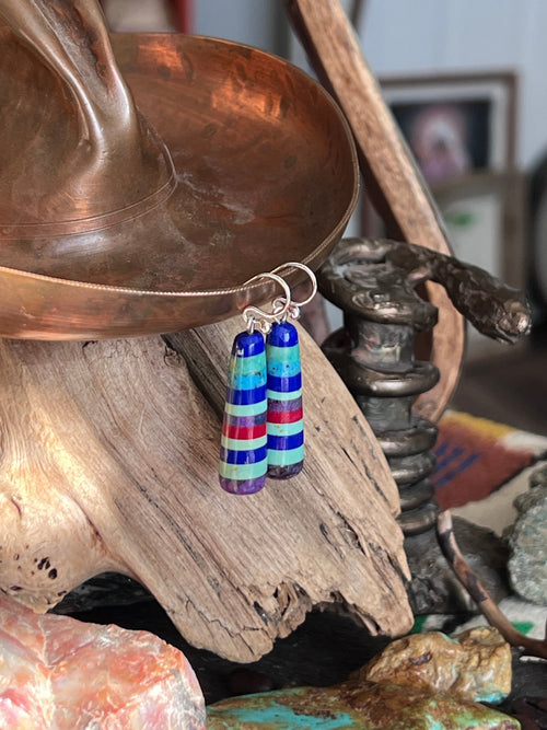 Santo Domingo Layered Multistone Earrings by Ronald Chavez, Stacked Gems #7