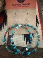 Handcrafted Multi Stone Beaded Dangle Hoop Earrings