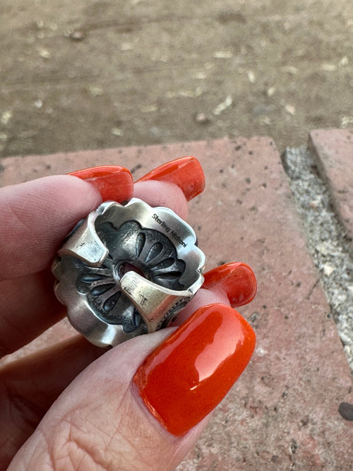 Beautiful Concho Handmade Pink Dream And Sterling Silver Adjustable Ring