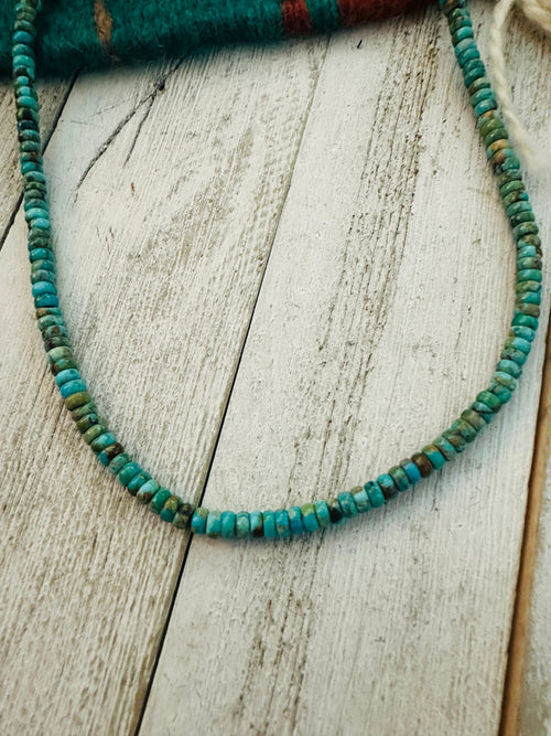 Navajo Turquoise & Sterling Silver Pearl Beaded 16” Necklace