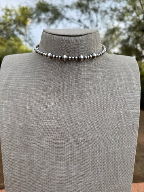 Handcrafted Sterling Silver Beaded Wrap Choker Necklace
