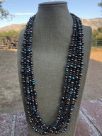 Navajo Multi Stone & Sterling Silver Beaded Necklace 30 inches