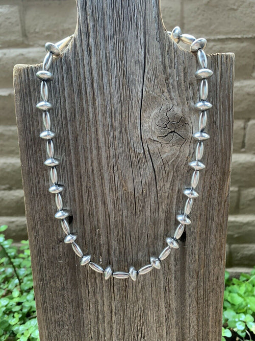 Navajo Sterling Silver Cone Beaded Necklace 16 inches