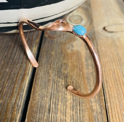 Navajo Turquoise & Copper Over Sterling Twisted Cuff Bracelet