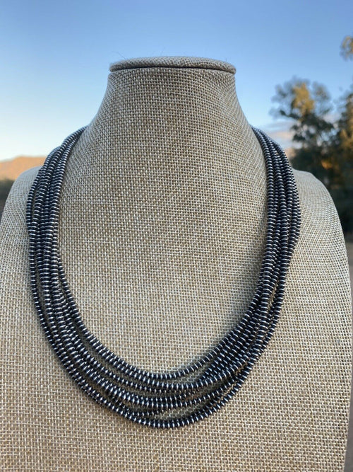 Handcrafted Sterling Silver Saucer Pearls 3mm Beaded Necklace 30 Inch