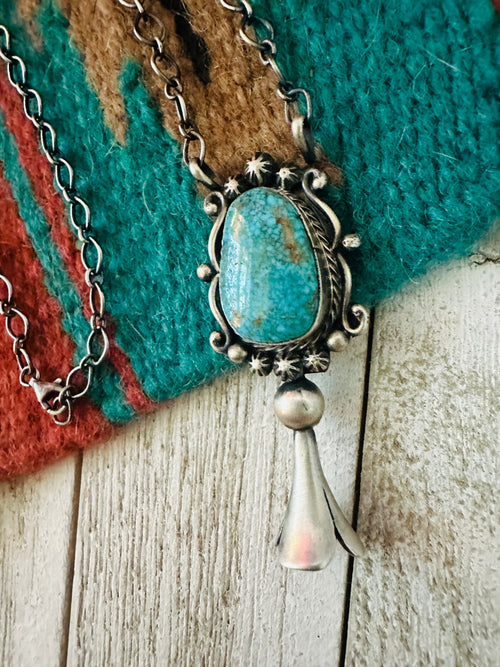 Navajo Sterling Silver & Turquoise Blossom Necklace