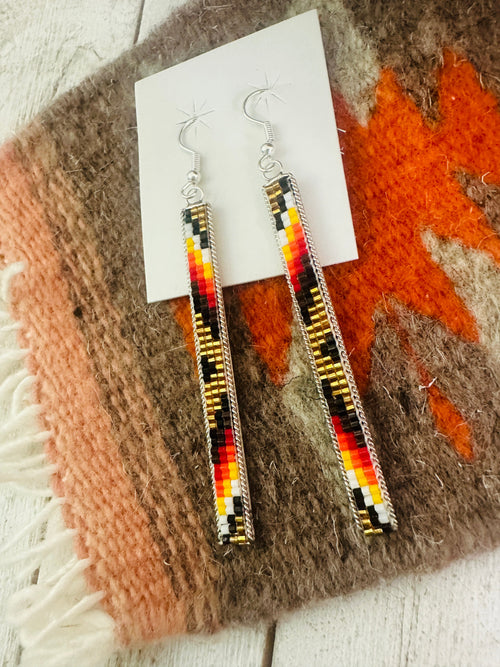 Navajo Handmade Multicolor Beaded Dangle Earrings