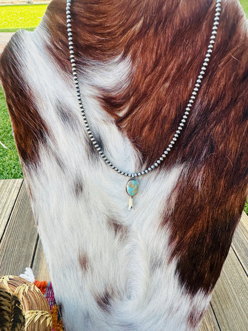 Handcrafted Turquoise & Sterling Silver Beaded Blossom Necklace