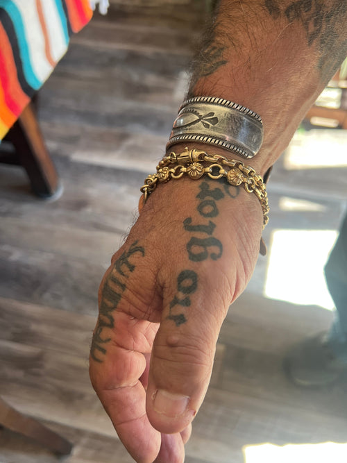 Hand Forged Old Pawn Sterling Silver Ingot Cuff Bracelet by Santa Fe Artist, Buffalo: The Concho