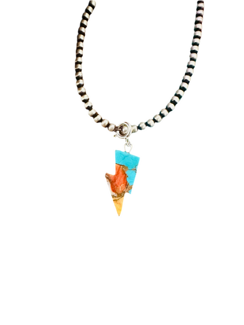 Navajo Hand Carved Spice Lightning Bolt Charm