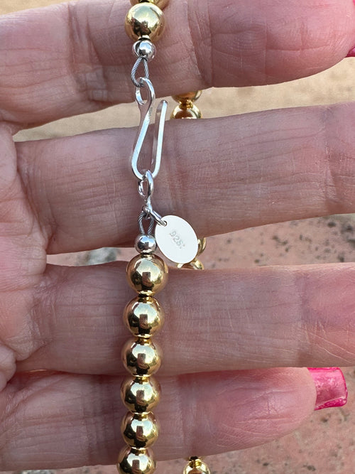 Navajo 14kt Gold Overlay & Sterling Silver Beaded 6mm Necklace