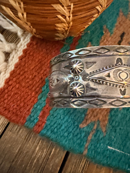 Handcrafted Old Pawn Sterling Silver Cuff Bracelet