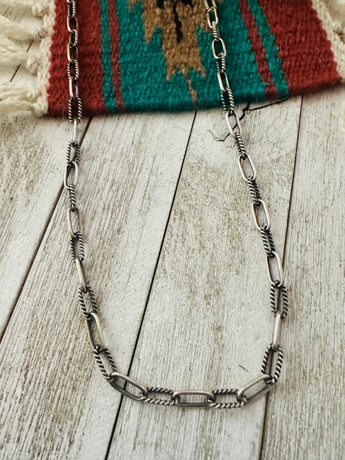 Navajo Sterling Silver Chain Necklace 24”