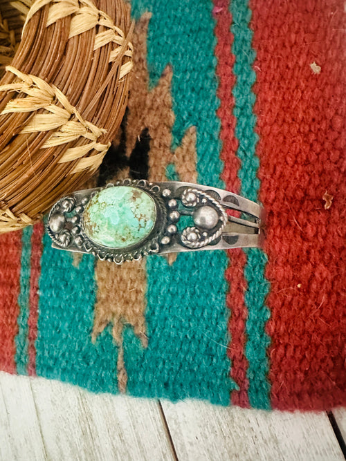 Old Pawn Navajo Sterling Silver & Turquoise Cuff Bracelet