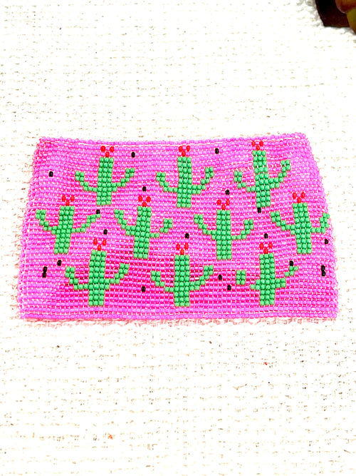 Handmade Beaded Saguaro Cactus Coin Purse Light