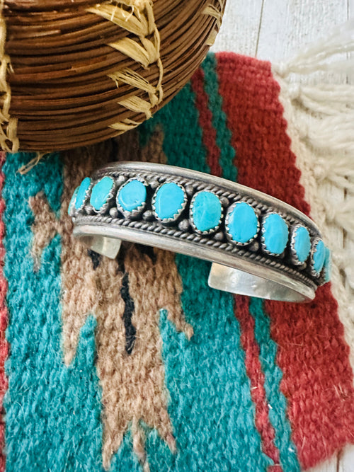 Old Pawn Navajo Sterling Silver & Turquoise Cuff Bracelet