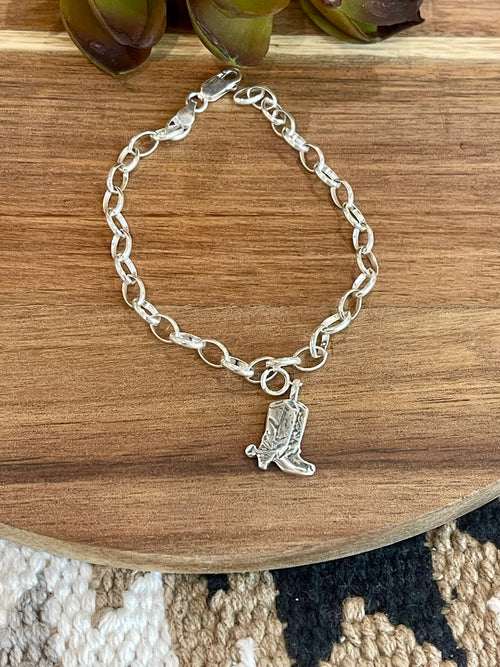 Native Handmade Sterling Silver COWBOY BOOT Charm