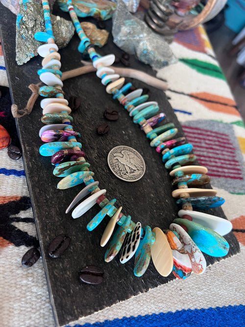 Ronald Chavez Handcrafted Multistone Heishi & Tab Beaded Santo Domingo Necklace