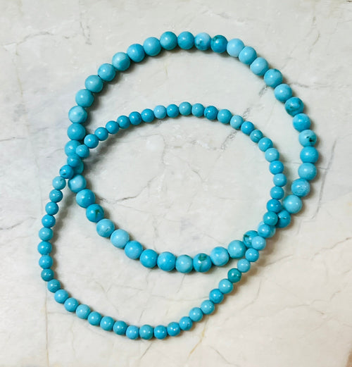 Stone Beaded Stretch Bracelet Set Of 2 (Turquoise)✅