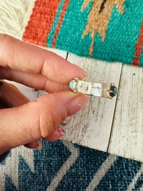 Navajo Turquoise & Sterling Silver Hoop Earrings
