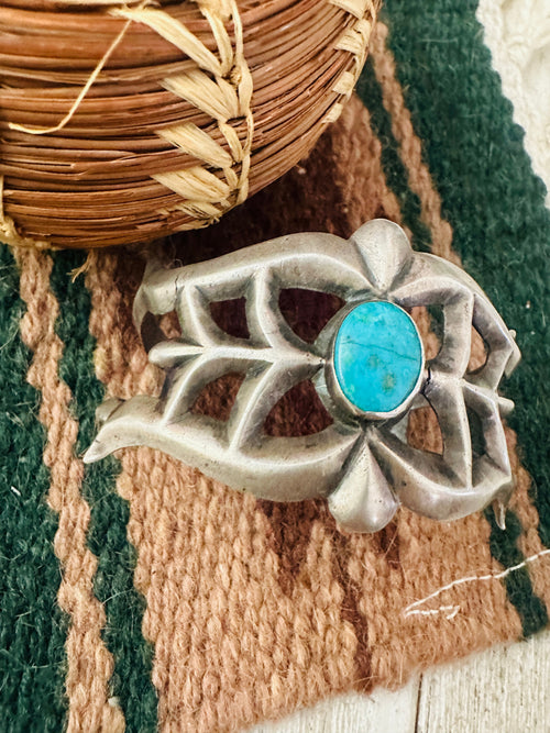 Old Pawn Navajo Turquoise & Sterling Silver Cuff Bracelet