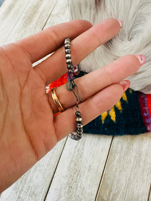 Navajo Sterling Silver & Spiny Oyster Beaded 20” Necklace