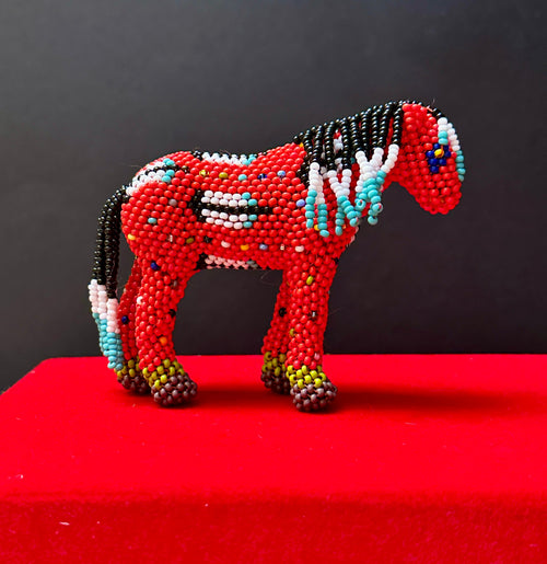 Handmade Peyote Stitched Horse Figurine- Red 1