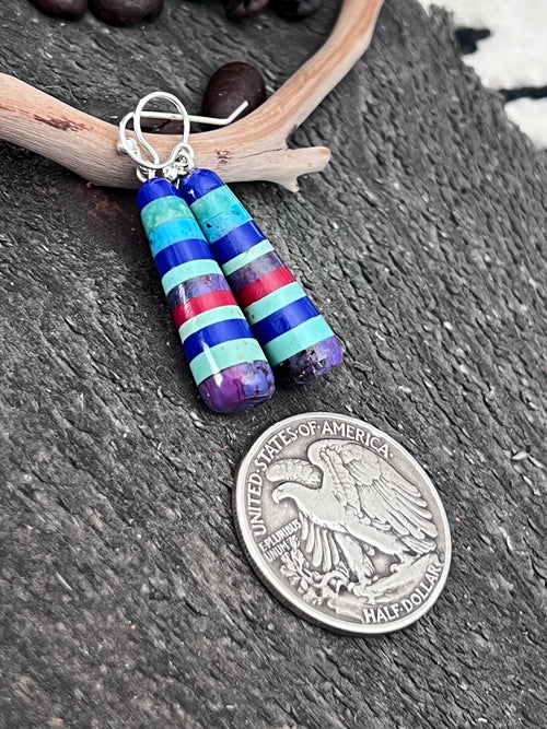 Santo Domingo Layered Multistone Earrings by Ronald Chavez, Stacked Gems #7