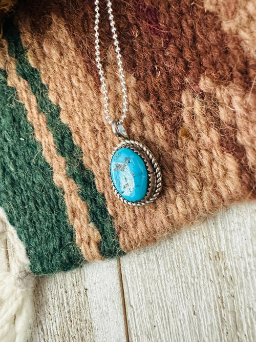 Old Pawn Navajo Turquoise & Sterling Silver Pendant