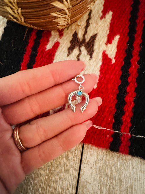 Navajo Crafted Turquoise & Sterling Silver Naja Charm
