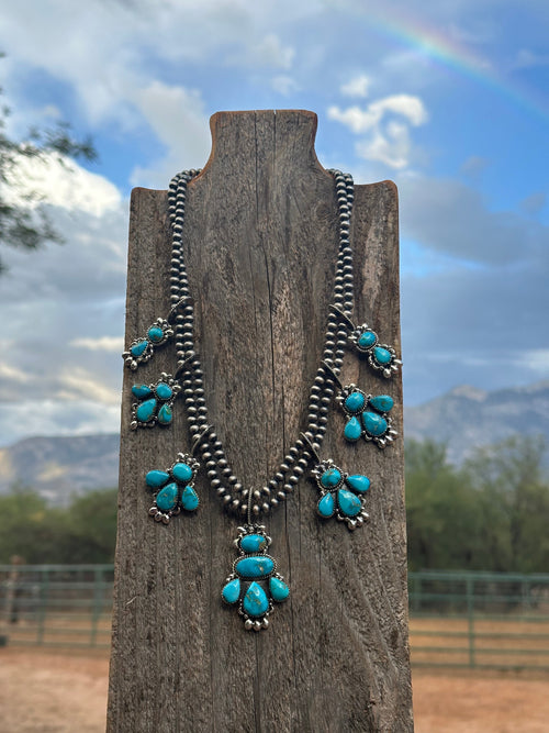 Taos Collection Handmade Sterling Silver & South Hill Sonoran Turquoise Necklace