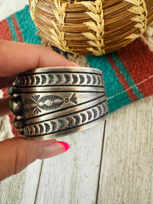 Navajo Sterling Silver, Royston and Sonoran Turquoise Cuff Bracelet by Murphy Platero