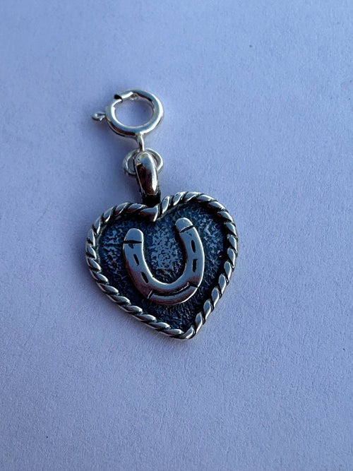 Sterling Silver and Heart  Horseshoe Charm