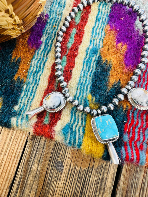 Handcrafted 3mm Sterling Silver Pearl & Multi Stone Blossom Stretch Bracelet