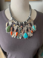 The Kimi-Cats: Hand Stamped and Layered Sterling Silver, Brass, Copper, Turquoise & Spiny Oyster Cat Pendants by Kimari Somers